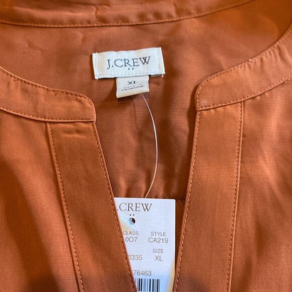 NWT J Crew Blood Orange Extra Large Popover Tank Button Up V Neck Round Hem - Picture 7 of 8